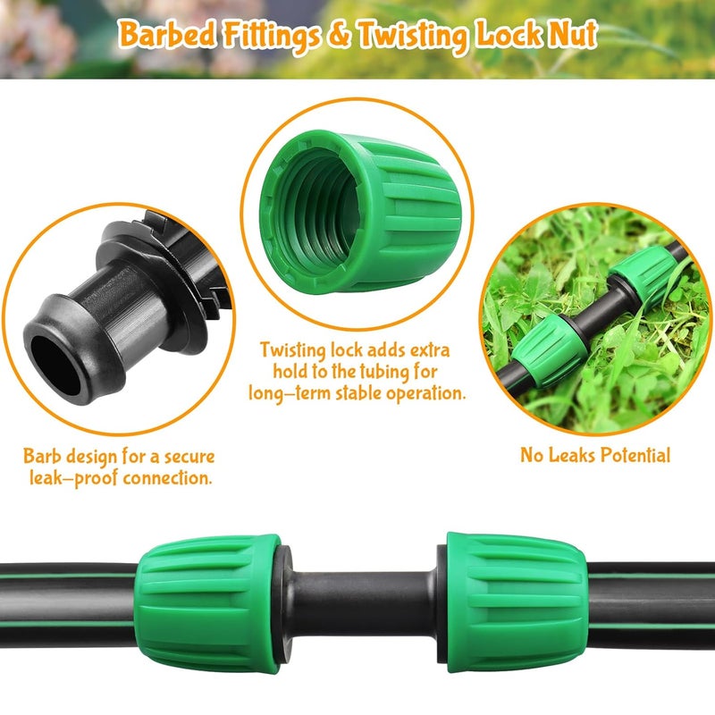 Gardrip Drip Irrigation Fittings for 1/2 Inch Drip Tubing (1/2" ID x 0.62"-0.65" OD Only): 12Pcs Drip Line Couplings Locked Nut Barbed Straight Coupling Connectors-NOT for Generic Tubing (OD 0.7") - Image 5